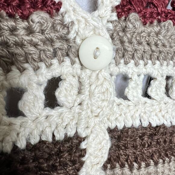 Vtg Huntington Ridge Sweater Vest Large Women Hand Knitted Vneck Grandmacore 90s - Picture 4 of 6